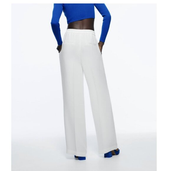 ZARA FLOWY High-Waisted WIDE LEG MENSWEAR STYLE PANTS WHITE 2338/795 NWT Size XS - Picture 2 of 14